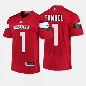 #1 Red College Football Traveon Samuel Louisville Jersey Men